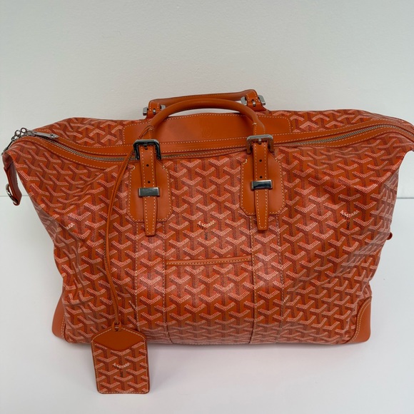 Goyard Other - Goyard Orange Patterned Duffel with Leather Trim